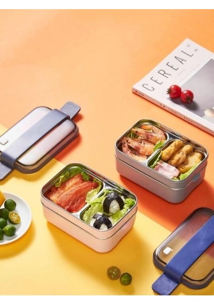 Smart Style Lunch Box Iki Katlı Paslanmaz Çelik Kolay Kilitlenir Sefer Tası – 1200 ml