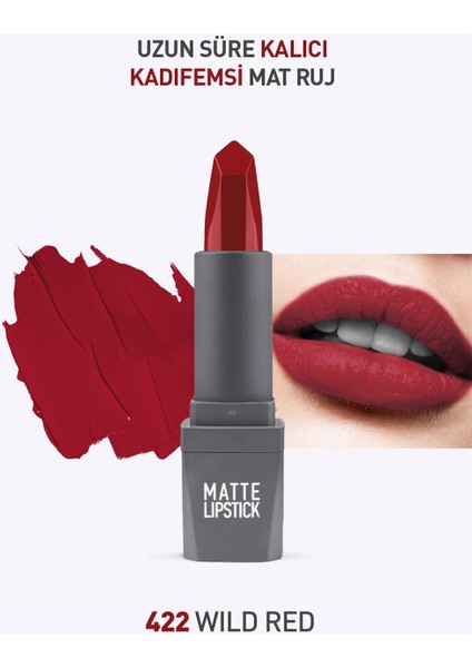 422 Wild Red Mat Ruj - Kuruma Yapmayan Pürüzsüz Dokunuş ve Kadifemsi Etki - Matte Lipstick