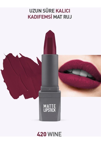 420 Wine Mat Ruj - Kuruma Yapmayan Pürüzsüz Dokunuş ve Kadifemsi Etki - Matte Lipstick