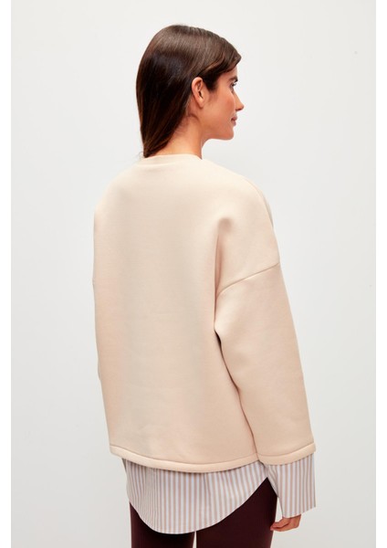 Poplin Garnili Oversize Sweatshirt-Vizon