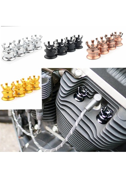 4x Taçlı Cnc Başlı Cı , Twin Cam Modelleri Için Kapakları Altın (Yurt Dışından)