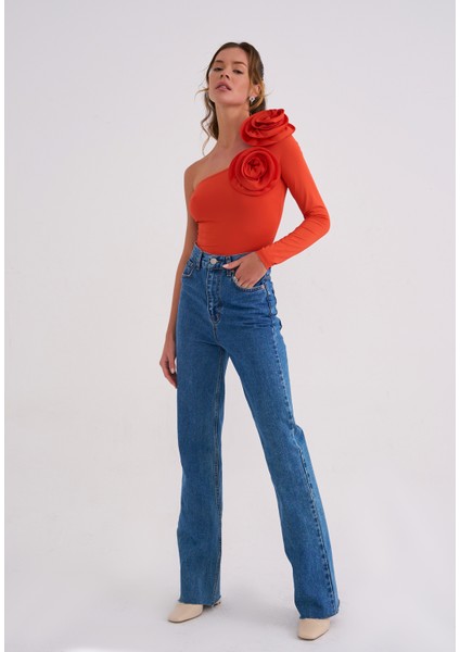 Elba Kadın Çıtçıtlı Gül Detaylı Bodysuit