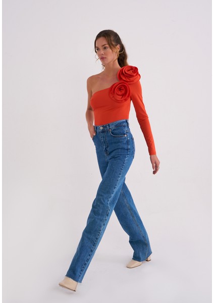Elba Kadın Çıtçıtlı Gül Detaylı Bodysuit