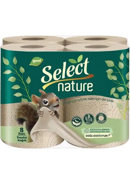 Select Nature 3 Katlı Tuvalet Kağıdı 8'li (6 Adet)