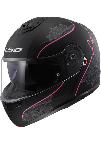 Strobe 2 Lux Motosiklet Kaskı Hipoalerjenik İç Pedler ile Konforlu Kullanım Mat Siyah - Pembe