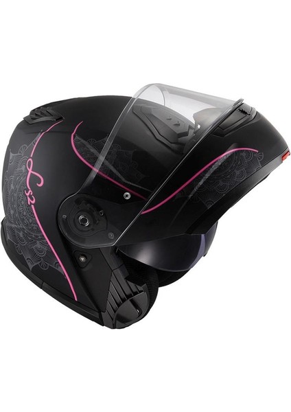 Strobe 2 Lux Motosiklet Kaskı Hipoalerjenik İç Pedler ile Konforlu Kullanım Mat Siyah - Pembe indirimleri