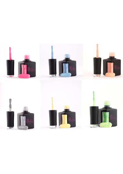 6'lı Set Kalıcı Oje (Pembe, Mavi, Nude, Gr,i Sarı, Pesto) 15ML