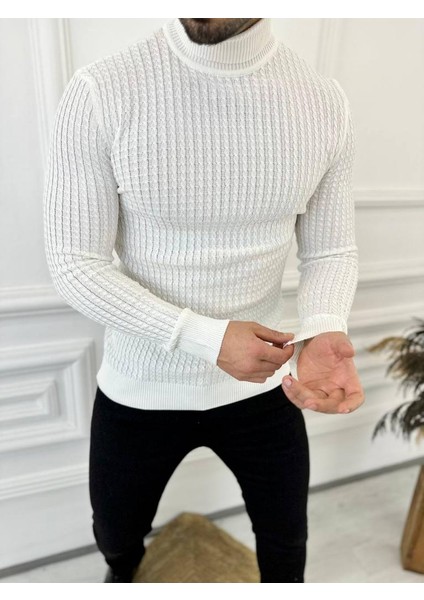 Kazak Slim Fit Tüylenmez Naturel Pamuk Triko Boğazlı Balıkçı Yaka Kazak indirimleri