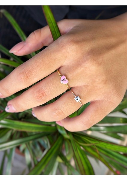 Renkli Kalp Harf Yüzük