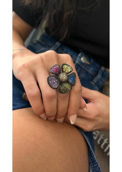 Renkli Çiçek Yüzük modelleri