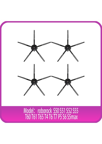 Roborock S50 S51 S52 S55 T60 T61 T65 T4 T6 T7 P5 S6 S5MAX Robot Süpürge Aksesuarları Için Siyah 5 Kollu Yan Fırça (Yurt Dışından) modelleri