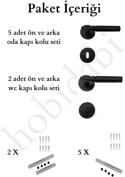 Verda 3+1 SET Siyah Kapı Kolu 5 Oda + 2 WC (7 TAKIM) fiyatları