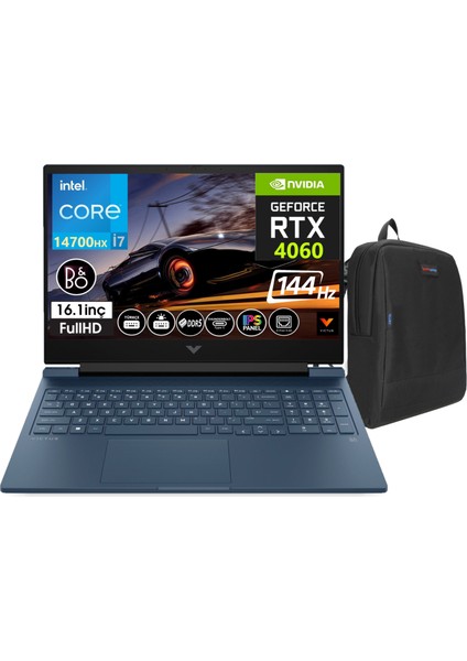 Victus 16-R1001NT Intel Core I7 14700HX 32GB Ddr5 Ram 512GB SSD 8gb RTX4060 16.1 Inç 144Hz IPS Fhd Freedos Taşınabilir Bilgisayar VCS9J205EAW04+WEBLEGELSINÇANTA