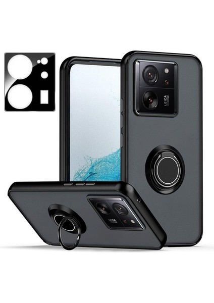 Xiaomi 13T Kılıf Montreal Yüzüklü Standlı Silikon + Ekran Koruyucu Kamera Lens Koruyucu