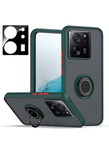 Xiaomi 13T Kılıf Montreal Yüzüklü Standlı Silikon + Ekran Koruyucu Kamera Lens Koruyucu