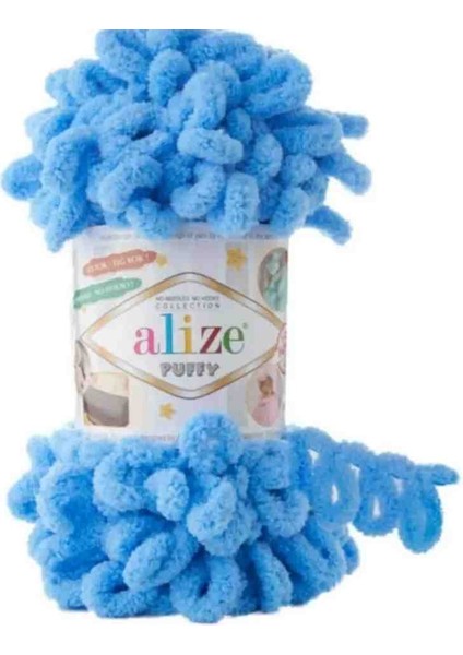 5 Adet Alize Puffy Elle Örülen Kadife Ip No 289 Koyu Mavi