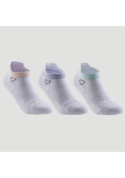 Artengo Çocuk Tenis Çorabı - Kısa Konç - 3 Çift - Beyaz / Kalp Logolu - Rs160