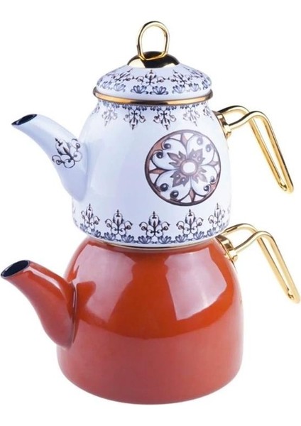 TAŞEV Emaye Lüx Çaydanlık Dekorlu Linda