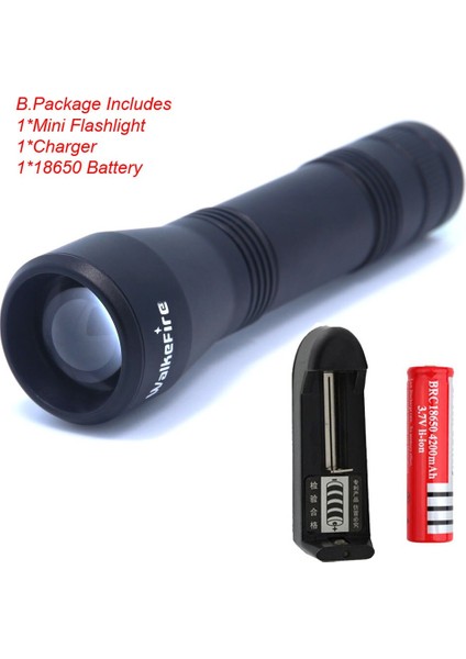 Mini ve Çok Parlak Xm-L T6 L2 Alüminyum Su Geçirmez Zumlanabilir LED El Feneri Torch Işığı 18650 Şarj Edilebilir Pil-T6 LED (Yurt Dışından) fiyatları