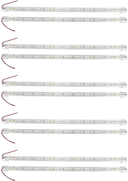 10 Adet Alüminyum Alaşımlı Sert LED Şerit Çubuk Işık Su Geçirmez 12V 50CM Beyaz (Yurt Dışından)
