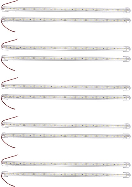 10 Adet Alüminyum Alaşımlı Sert LED Şerit Çubuk Işık Su Geçirmez 12V 50CM Beyaz (Yurt Dışından) fiyatları