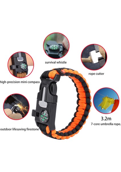 Hayatta Kalma Paracord Bilezik Çakmaktaşı Ateşleyici Düdük Pusula Aracı Au (Yurt Dışından) indirimleri