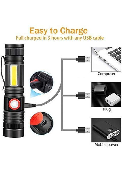 Xml-6 LED El Feneri, Klipsli Şarj Edilebilir Süper Parlak Manyetik Cep Işığı, Kaymaz Su Geçirmez, Kamp Için Yakınlaştırılabilir Lamba (Yurt Dışından) fiyatları