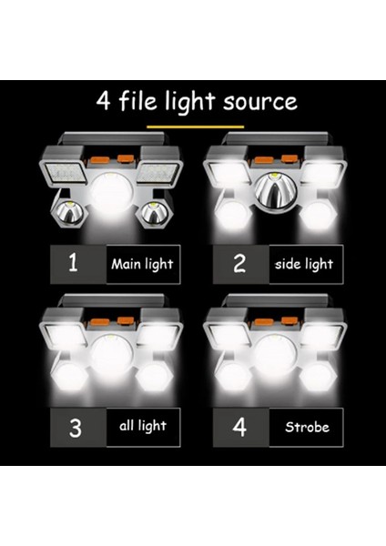 【rongcai】 Taşınabilir LED Far Beş Kafa Şarj Edilebilir Far Pil Su Geçirmez El Feneri Lambası (Yurt Dışından) modelleri