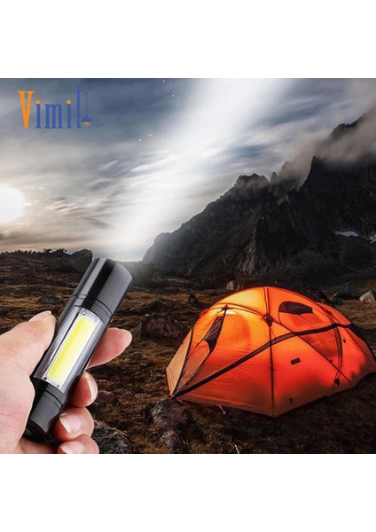 Vimite Güçlü El Feneri Açık Su Geçirmez Taşınabilir USB Şarj Edilebilir LED Flaş Işık Ev Acil Durum Lambası (Yurt Dışından)