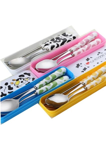 [eğlenceli Canlı] Bebek Çocuk Sevimli Çatal Kaşık Çatal Bıçak Kaşık Seti Karikatür Seramik Saplı Paslanmaz Çelik Çocuk Çubuklarını Çatal Çatal Taşınabilir Sofra (Yurt Dışından) fırsatları