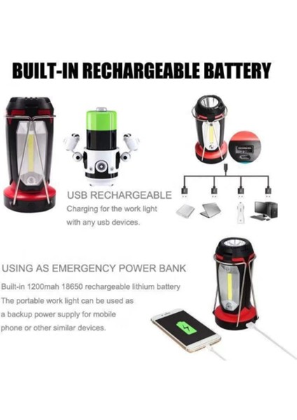 Güçlü LED El Feneri Kamp Yürüyüş Acil Durum Çok Fonksiyonlu Şarj Edilebilir Deforme Edilebilir Aydınlatma Sarı (Yurt Dışından) modelleri