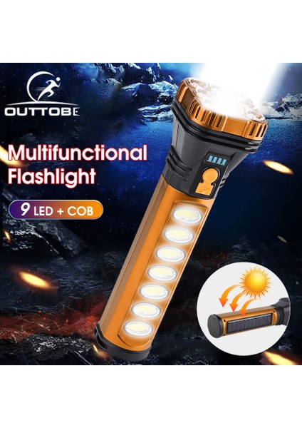 Outtobe Güneş Enerjili El Feneri USB Şarjı Çok Fonksiyonlu El Feneri Güçlü Işık Uzaktan Cob Projektör Açık Havada Balıkçılık Için Açık Hava Feneri Kamp Tamiri Açık Hava Feneri (Yurt Dışından) fiyatları