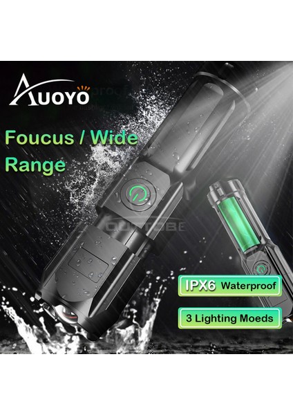 Auoyo Güçlü Işık T6 Penlight Su Geçirmez Parlak LED Işık Torch Işık Torchlight Zoom (Yurt Dışından)