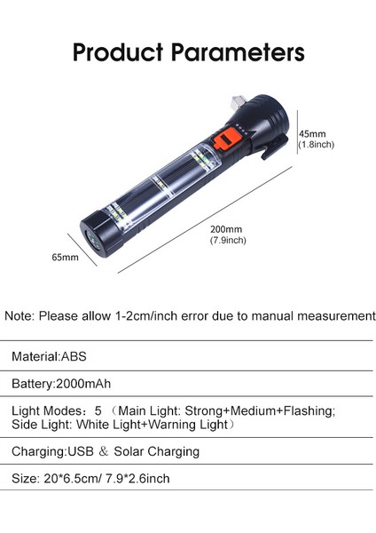 Outtobe Işık Çok Fonksiyonlu Işık Süper Parlak Işık Su Geçirmez Işık Dış Mekan Feneri Taşınabilir Ev Lambası Pencere Kırıcılı Penlight Manyetik Emme Güvenlik Kesici Pusula (Yurt Dışından) indirimleri