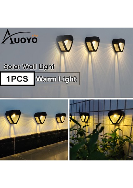 Auoyo 2led Güneş Duvar Işık Açık Güneş Bahçe Işık Güneş LED Su Geçirmez Duvar Lambası Çit Işıkları Aplik Lambası Ev Yard Koridor Villa Veranda Dekorasyon (Yurt Dışından)