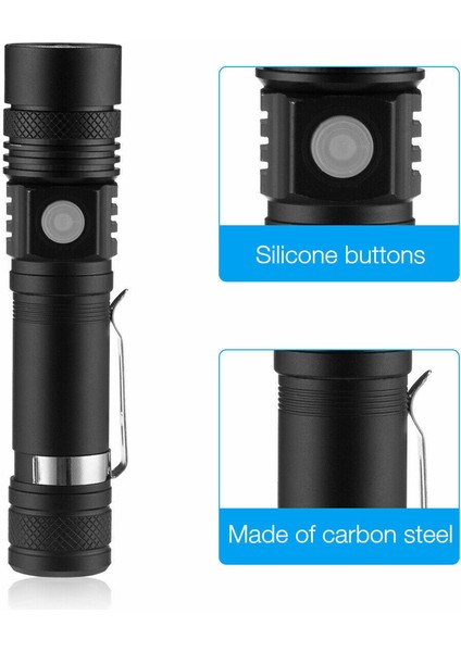 Güçlü LED El Feneri USB Şarj Edilebilir Zoom Orch 6 El Lambası Flaş Işığı Kamp Yürüyüş Için (Yurt Dışından) modelleri