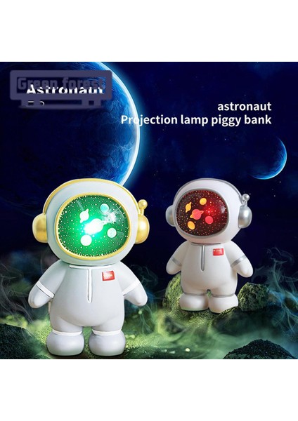 Yeşil Orman Başucu Işık Tak ve Çalıştır Karikatür Para Paraları Kumbara LED Projeksiyon Lambası (Yurt Dışından)