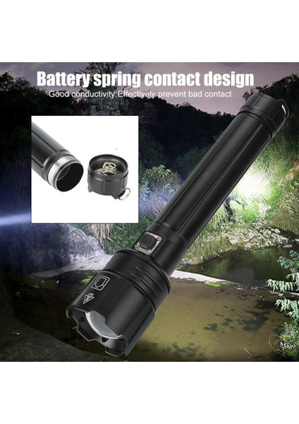 Zoom Taktikleri Torch P90 Süper Parlak Ipx4 Su Geçirmez LED El Feneri Açık Kamp Için Güç Göstergesi ile USB Şarj (Yurt Dışından) fiyatları