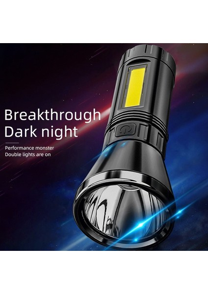 Yan Işıklı Süper Parlak El Feneri Projektör Dış Aydınlatma Abs Güçlü LED Işık Taşınabilir Ev Dahili Pil USB Şarj Edilebilir Kamp Yürüyüş Balıkçılık Için Çok Fonksiyonlu Işık (Yurt Dışından) fırsatları