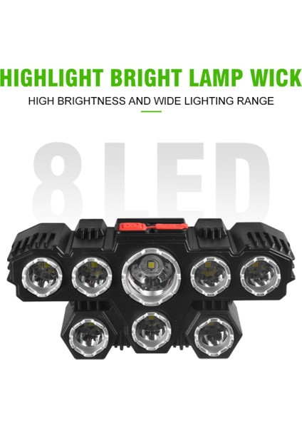 Ultra Parlak 8 LED Far USB Şarj Edilebilir Far Su Geçirmez Far Kafa Torch Fener Fshing Işık ile (Yurt Dışından) modelleri