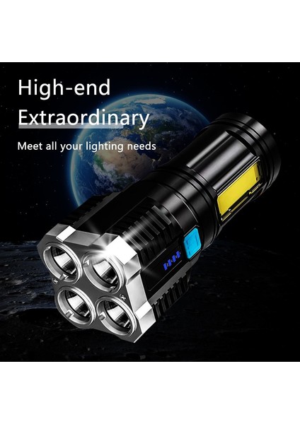 Yeni Stil 4led El Feneri Mini Taşınabilir Lamba Dahili 1200MA 18650 Pil USB Şarj Edilebilir Cob LED El Feneri (Yurt Dışından)
