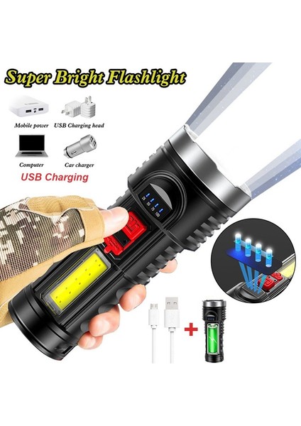 LED El Fenerleri USB Şarj Edilebilir Dış Mekan Lambası Cob Çalışma Işığı Taşınabilir Lamba Su Geçirmez Dış Mekan Işığı (Yurt Dışından) modelleri