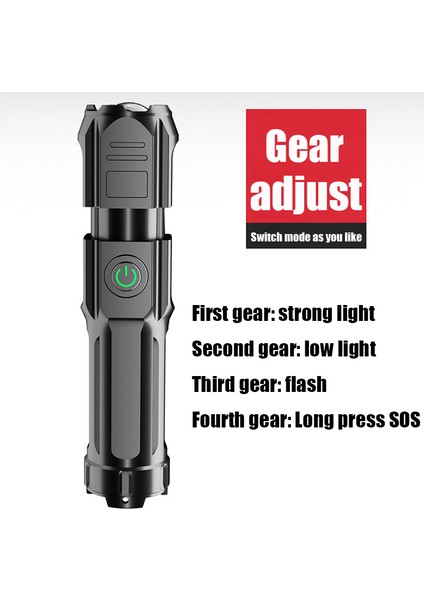 El Feneri Güçlü Işık Şarj Edilebilir Zoom Dev Parlak Xenon Özel Kuvvetler Ev Açık Taşınabilir LED Işıklı El Feneri (Yurt Dışından) fırsatları