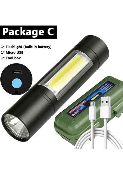 Xp-G Q5 Dahili Pil Penlight Zoom LED El Feneri Torch Lambası Su Geçirmez Darbeye Dayanıklı, Sert Ampuller-Sabit Odak (Yurt Dışından) fiyatları