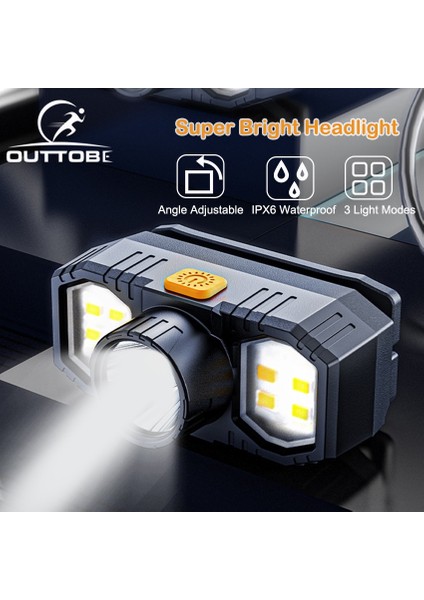 【rongcai】 Outtobe Farlar LED Far USB Şarj Edilebilir Su Geçirmez Taşınabilir Far Torch El Feneri Balıkçılık Far (Yurt Dışından)