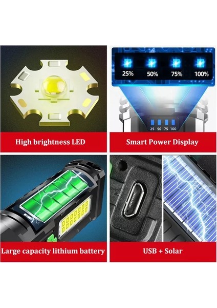Vimite Açık Su Geçirmez El Feneri Güneş Şarj Edilebilir Süper Parlak Torchlight Taşınabilir Ev Acil Durum Lambası Seyahat Spor Için (Yurt Dışından) indirimleri