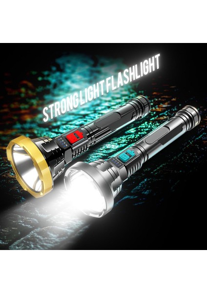 Süper Güçlü LED El Fenerleri USB Şarj Edilebilir Su Geçirmez Lamba Pil Ekran Şarj Kablosu ile Güçlü Işık (Yurt Dışından)