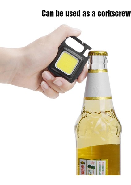 Xhhdqes Cob El Feneri, 500 Lümen Parlak Şarj Edilebilir Anahtarlık Mini El Feneri 3 Işık Modu ile Şişe Açacağı Balıkçılık, Kamp Için (Yurt Dışından)