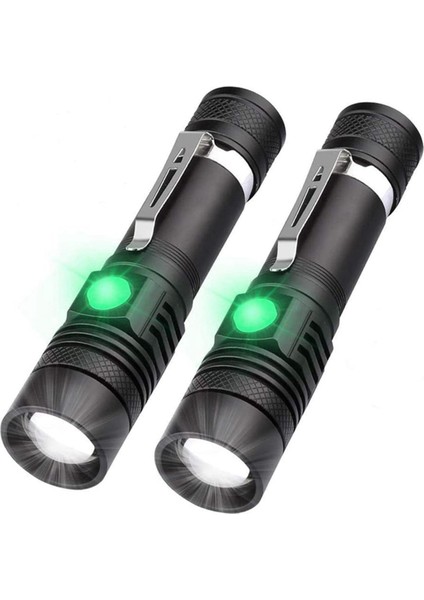 Şarj Edilebilir El Feneri, Klipsli LED El Feneri Torch, Suya Dayanıklı, Kamp Yürüyüş Acil Durum Için 4 Mod (Yurt Dışından)