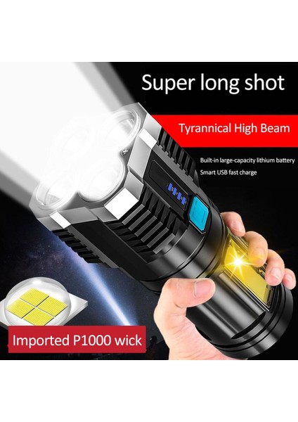 Çekirdekli El Feneri Süper Parlak Şarj Edilebilir El Feneri Çok LED Uzun Menzilli Spot Işığı Açık Hava Balıkçılığı Için Cob Işığı (Yurt Dışından)